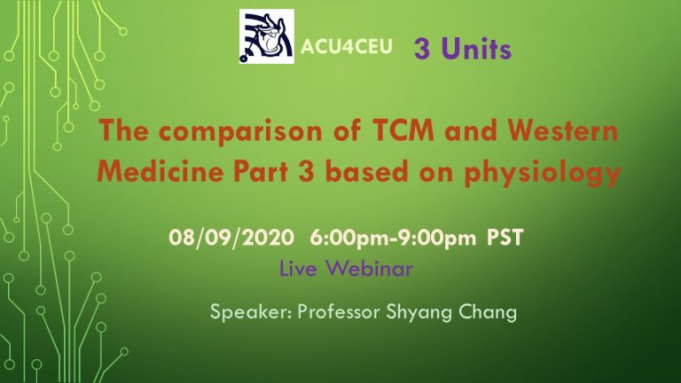The comparison of TCM and Western Medicine Part 3 based on physiology (W)