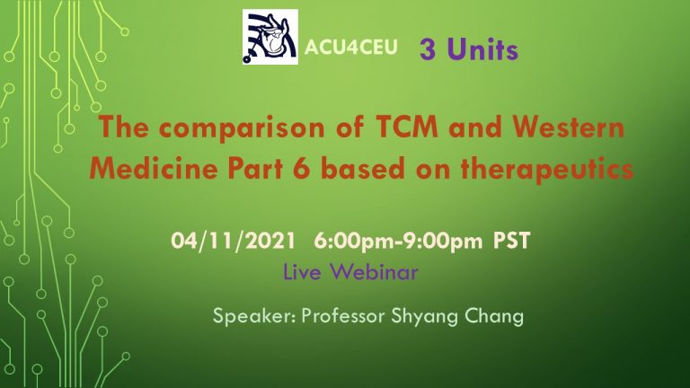 The comparison of TCM and Western Medicine Part 6 based on therapeutics (W)