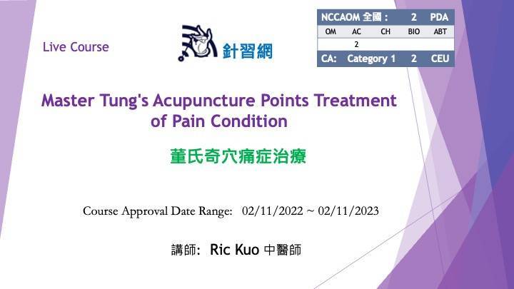 Master Tung’s Acupuncture Points Treatment of Pain Condition