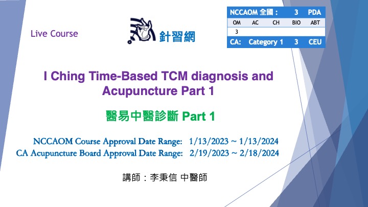I Ching Time-Based TCM diagnosis and Acupuncture Part 1
